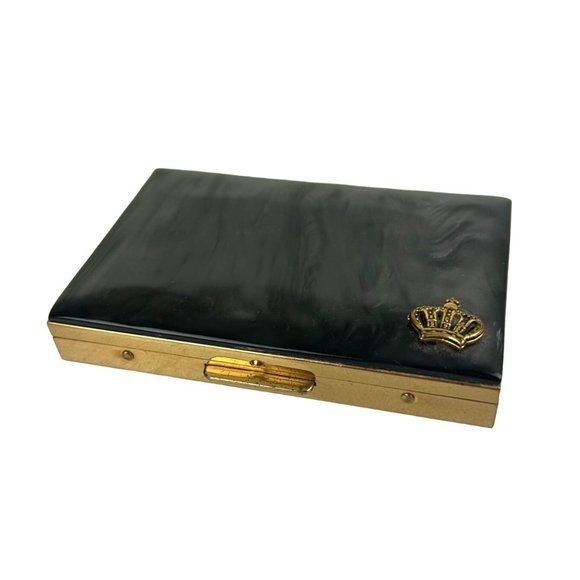 Vintage Pocket Index Addresses Crown Emblem Metal Small Mid-Century Blank Hinged - Picture 1 of 9